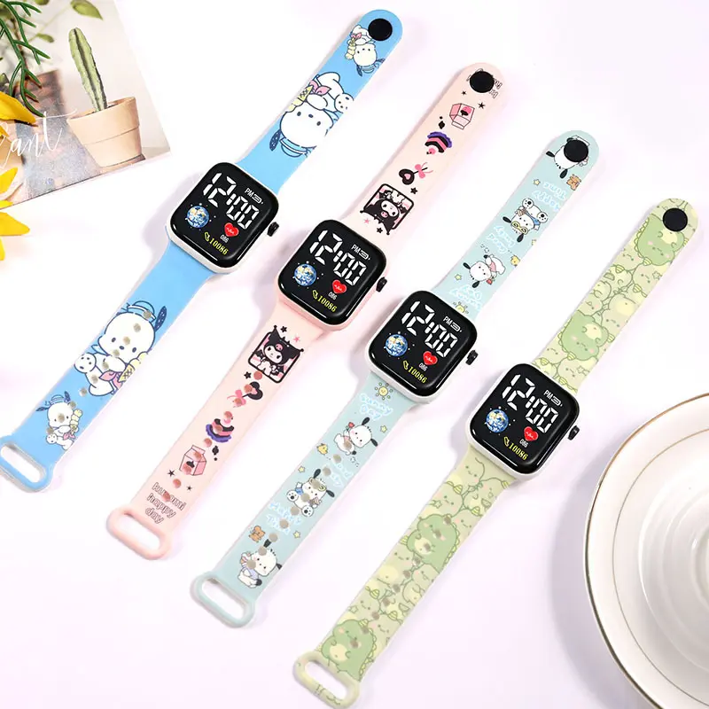 Jam Tangan Digital Anak Led Screen Strap Karakter Kartun Sanrio Batman Panda Lucu Rubber Water Proof Fashion