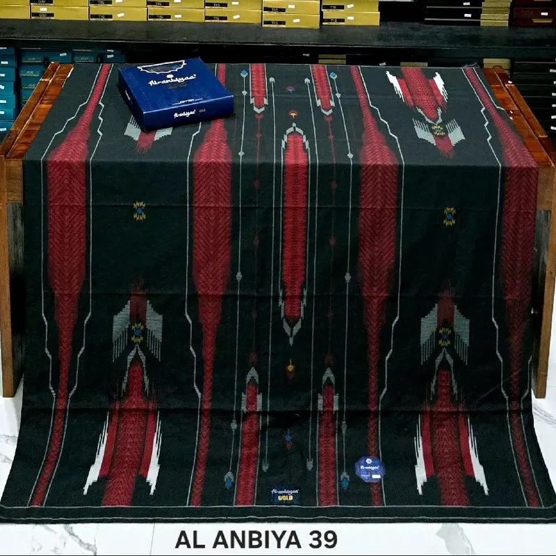 Sarung Al Anbiya Rayon Super Printing - Motif Muslim Lembut untuk - Dewasa, Katun, Hitam, Keren, Kotak 3