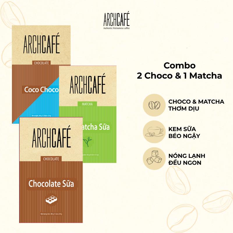 Combo 3 Vị Choco Sữa, Choco Dừa và Matcha (hộp 12 gói x 20g)  (hộp 12 gói x 13.5g)
