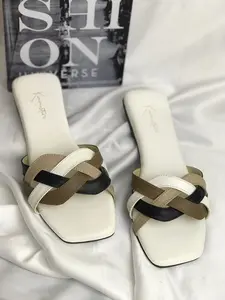SANDAL BUSA WANITA FLAT MODEL KEPANG ANTISELIP Coklat Karet
