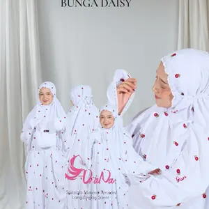 MUKENA TERUSAN FULL BORDIR BUNGA DAISY BAHAN KATUN ADEM BORDIR LANGSUNG DI KAIN ASLI