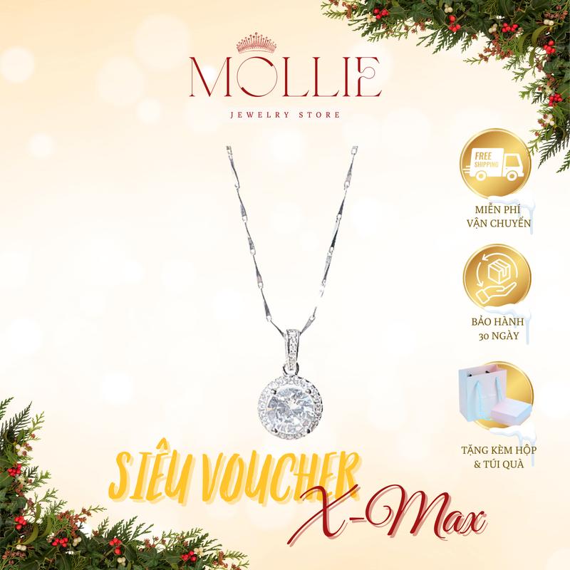 Dây chuyền Đá MOI TRÒN LẤP LÁNH thiết kế tinh tế sang trọng chất liệu titan mạ bạc phụ kiện trang sức nữ