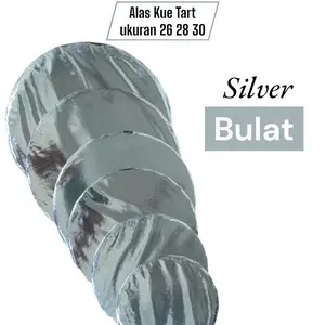 Alas Kue Tart Cake BULAT Silver Ukuran 26 28 30 Laminated Foill Alas Kue Tart Bulat Warna Silver