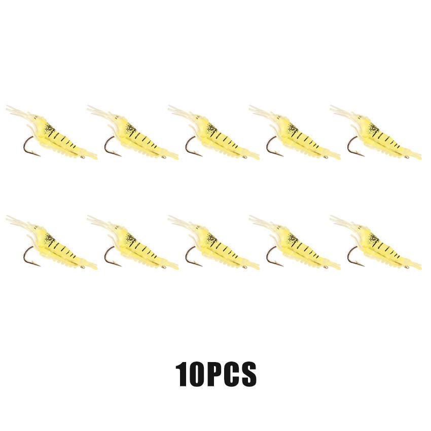 10Pcs Soft Lure Umpan Udang Tiruan 4cm Bahan Silikon Lembut Dengan Kail Stainless Bercahaya untuk Pancing Laut dan Air Tawar Tahan Gigitan Kualitas Premium Ready Stock COD Cepat Kirim Garansi Produk Original
