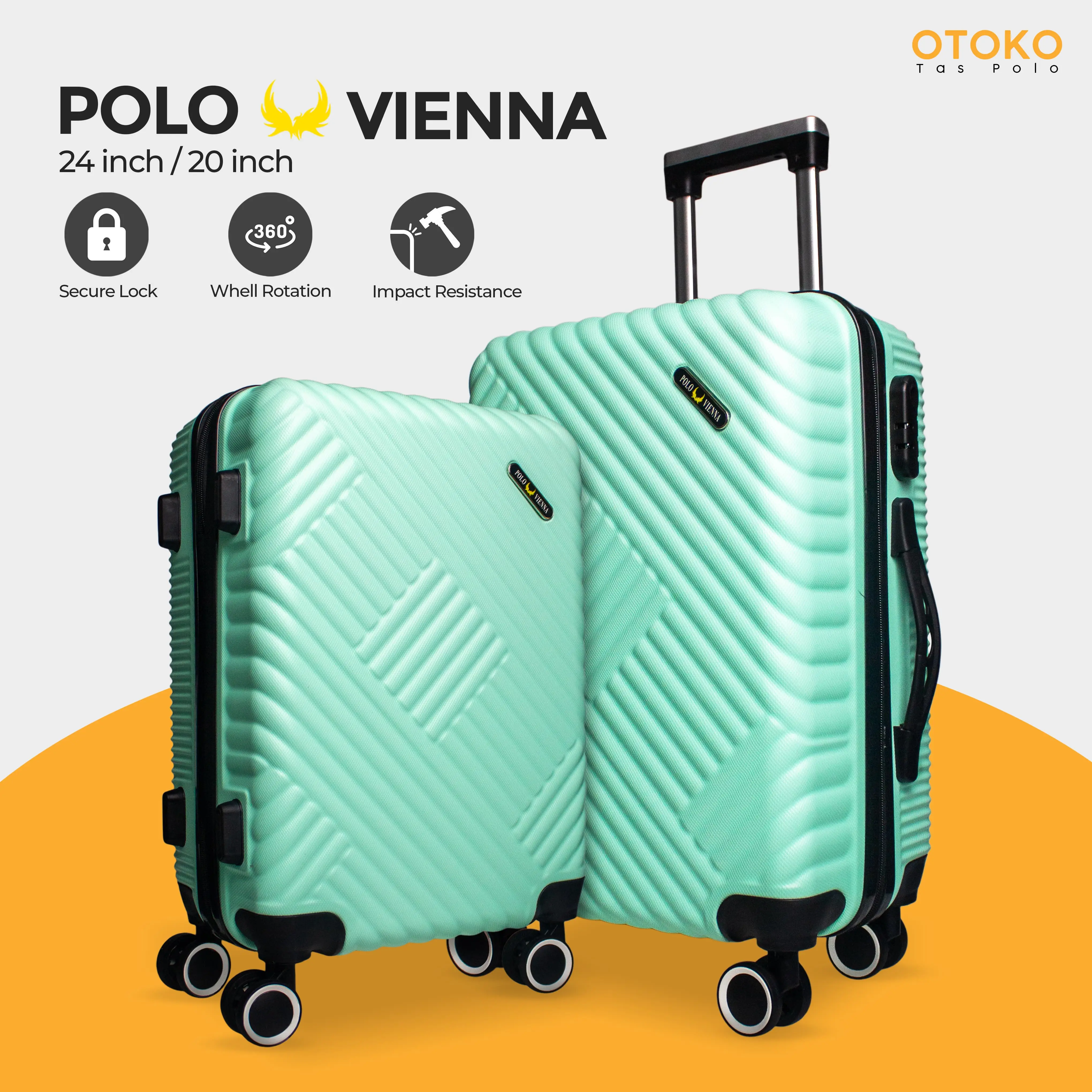 PROMO Koper SET 20+24 Inch Koper Fiber Koper Bagasi+Kabin Koper isi 2 roda 4 Putar FREE PACKING KARDUS