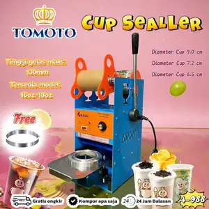 TOMOTO[COD]Reaim Mesin Cup Sealer Mesin 8-26 Oz Press Gelas Plastik bisa Sealing Machine Alat penutup minuman Mesin Segel Gelas Alat Pres Gelas Mesin