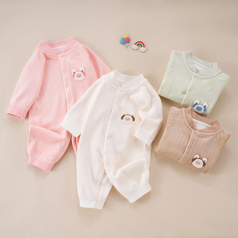 Áo liền quần dài tay bodysuit nỉ bông cho bé trai và bé gái sơ sinh từ 3-14kg hàng đẹp xuất Hàn - BD18