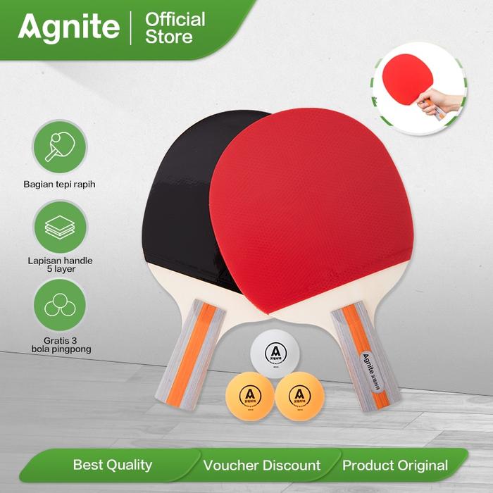 Gambar Agnite Table Tennis Paddle / Bet Pingpong / Bat Tennis Meja Regular Level Isi 2 Gratis Bola pingpong High Quality F2320 Ball dari Agnite.id Kab. Tangerang Tokopedia
