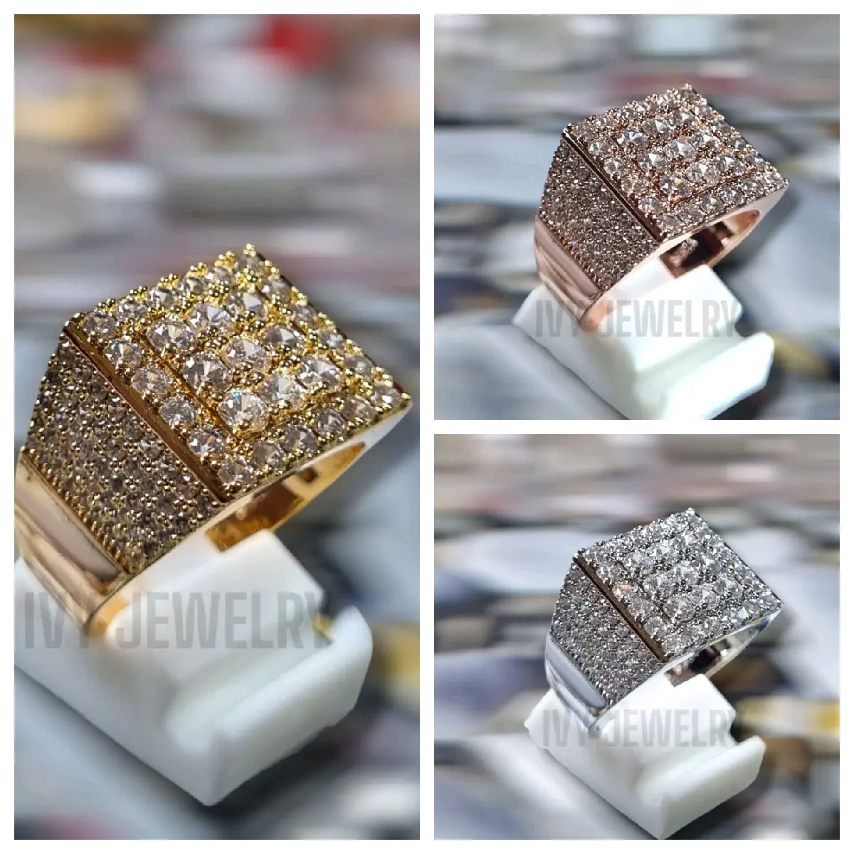 Cincin b3rlian persegi elegan mewah A02