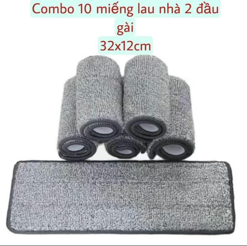 Combo 10 Miếng Bông Lau Nhà Thay Thế Có 2 Đầu Gài 32x12cm Bông Lau Của Lau Thùng