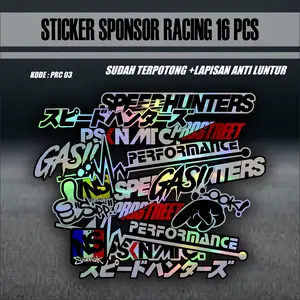 16 PCS STICKER PACK RACING BAHAN HOLOGRAM VYNIL SUDAH TERPOTONG PRC 03