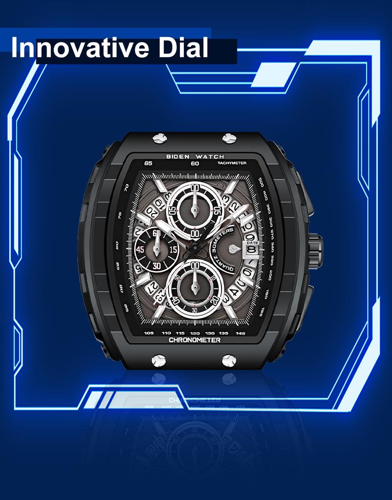 Product Introduction of 【003Harga telah diganti, cepat beli】BIDEN Jam Tangan Pria Anti Air Olahraga Multifungsi Tali Silikon Pria Jam Tangan Cowok Original YNR028 3