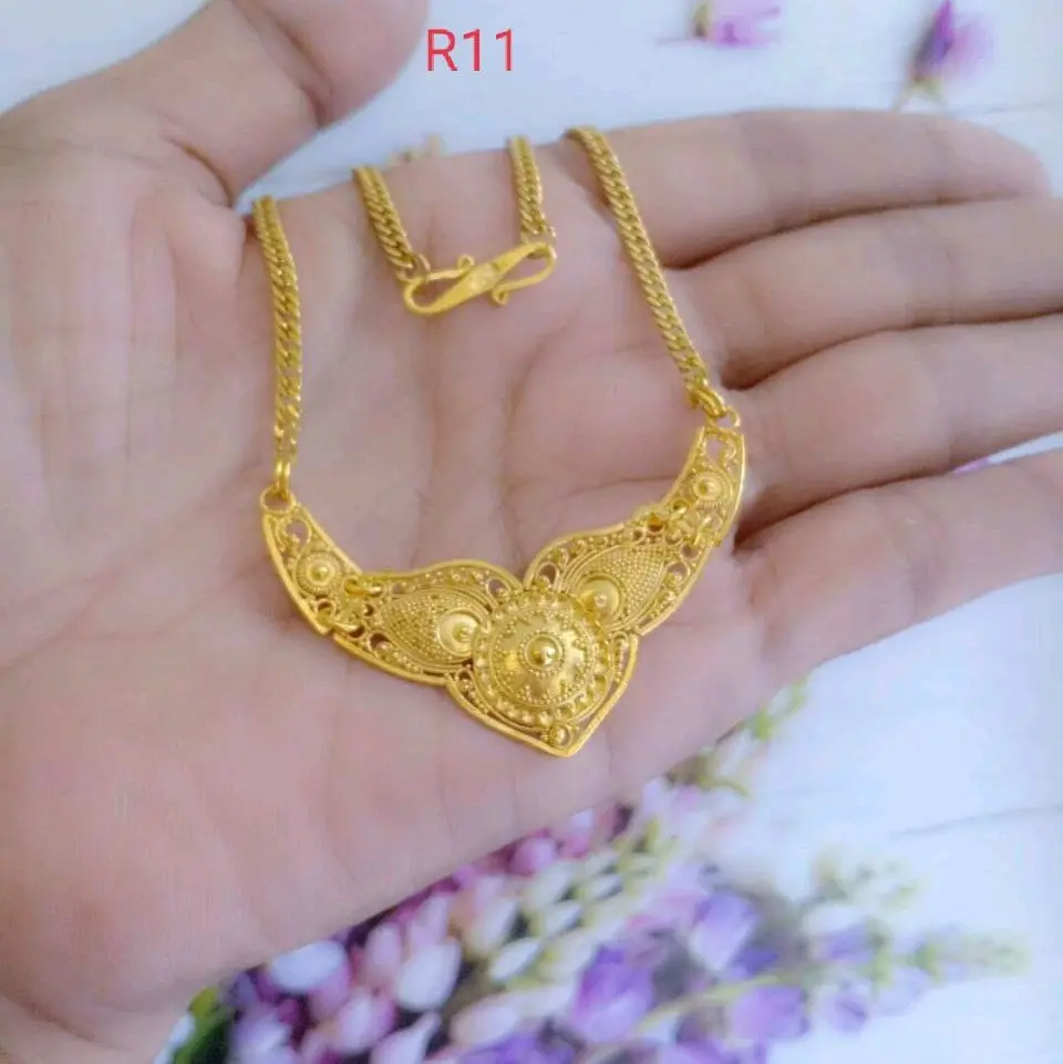 Kalung kerawang kuningan lapis emas