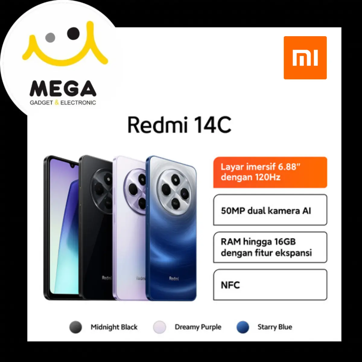 Xiaomi Redmi 14C 6GB + 128GB Garansi Resmi Xiaomi Indonesia