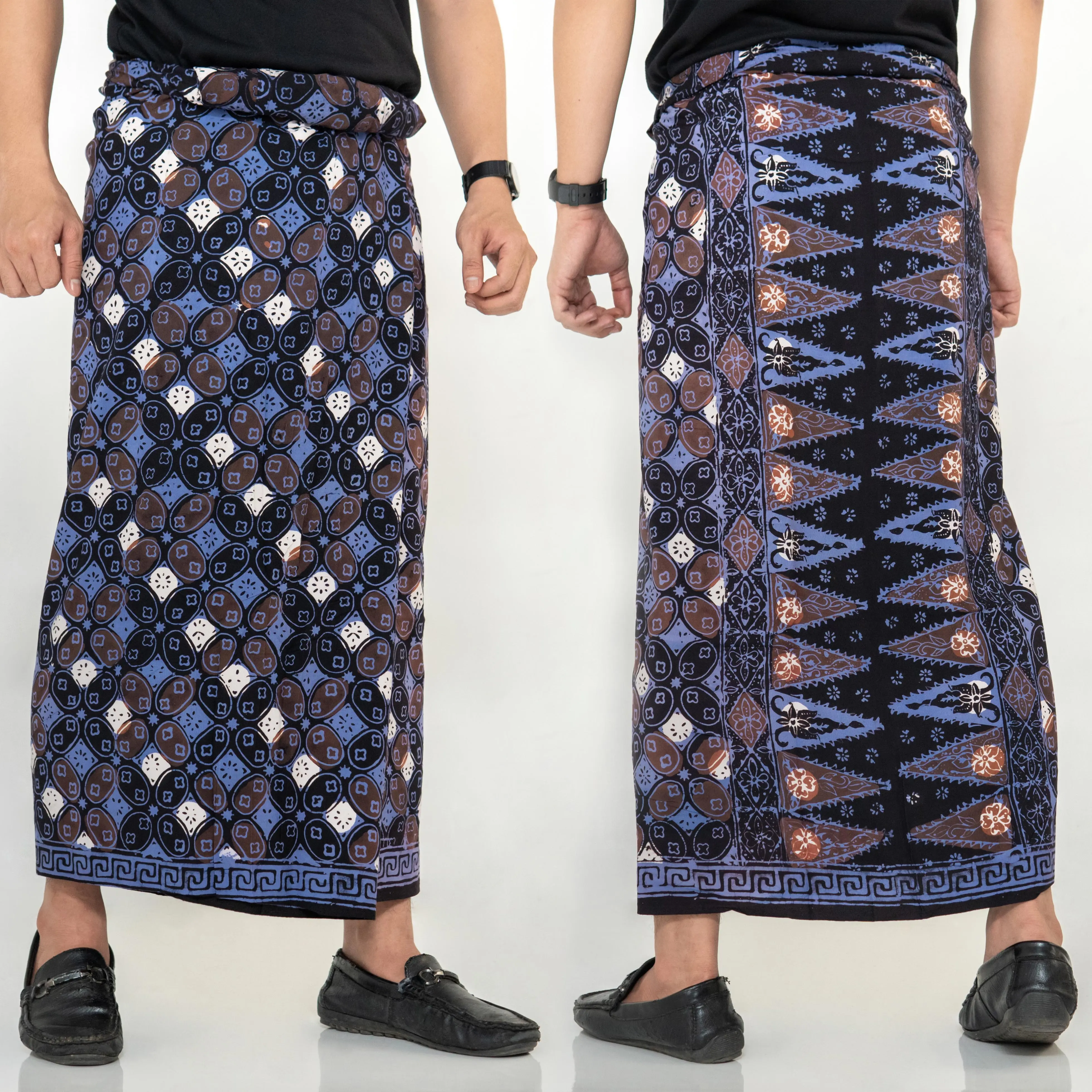 Sarung Batik Cap Original [Kain RAYON PREMIUM] - Merk Hum Santri Muslim Pria Wanita Dewasa Bukan Printing Motif Pekalongan Hitam Semi Katun