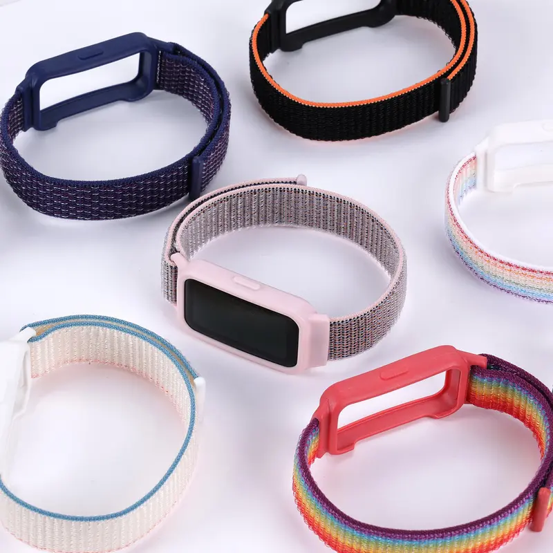 TPU Case Nylon Loop Strap for Huawei Band 10 9 8 7 6 Strap Screen Protector Cover Sport Adjustable Replacement Band Tali Jam Tangan Smartwatch Huawei Band 10 9 8 Honor Band 7 6 NFC Accessories 1