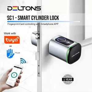 Smart Cylinder Lock Deltons SC1 Tuya & TTLock APP Door Lock Black & Pearl Chrome Bluetooth Usb