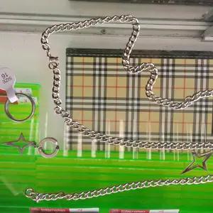 Beli 3 gratis 1 - Paket Kalung Rantai Jumbo gelang dan cincin bonus anting jepit bintang bolong/Kalung rantai titanium anti karat