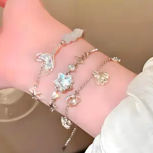 [COD]Gelang Cangkang Bintang Laut Niche, Gelang Batu Mata Kucing dan Mutiara, Gelang Wanita Kelas Atas Serbaguna-KS