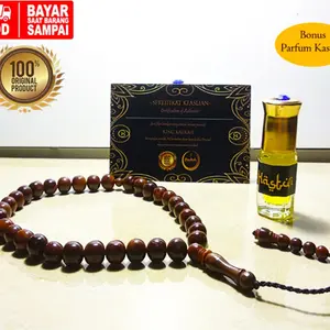 Tasbih Kokka Bulat Besar 33 butir uk 8mm bonus Parfum kasturi Original Bersertifikat by King Kaukah