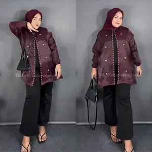 Outer Kondangan Organza Jumbo LD 120cm Cardigan Muslim Panjang Wanita Dewasa Oversize Baju Kardigan