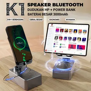 K1 Speaker Bluetooth (3 dalam 1) Stand Multifungsi + Speaker Bluetooth + Power Bank