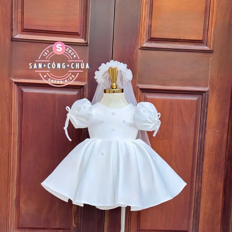 S37. Váy Công Chúa (Trắng|Hồng) Tay Tùng Múi 5