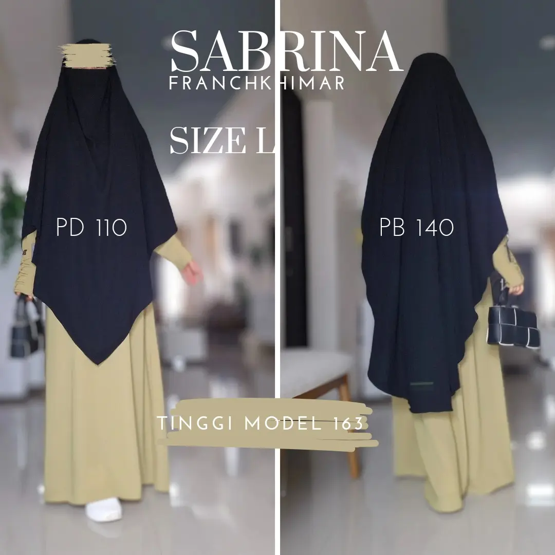 FRANCH KHIMAR SABRINA ANTI UV  by FQueensha lembut Flowly ( color hitam Jetblack) Jilbab  Syari Panjang