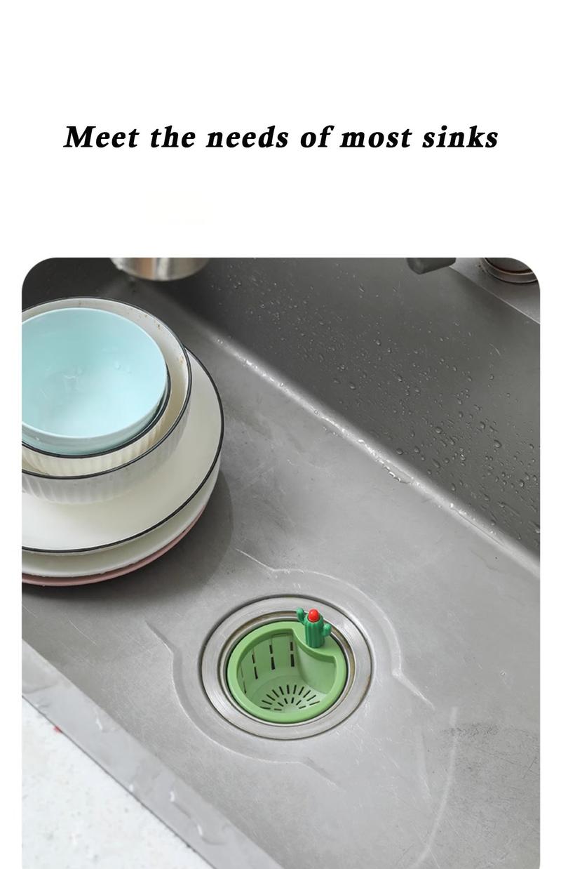 Product Introduction of Cactus Sink Filter Basket Home Kitchen Creative Drain Basket Sink Residue Filter Anti clogging Handheld Non dirty Hands 4