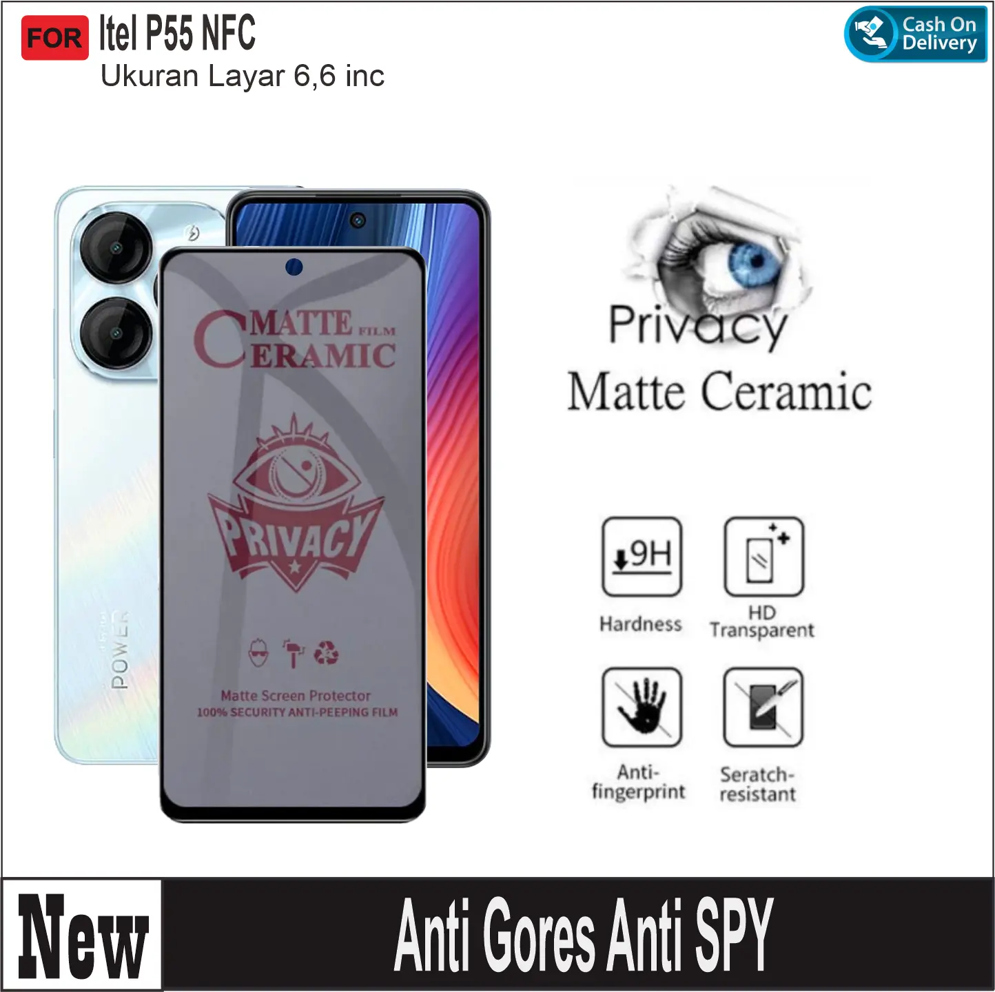 Pelindung Layar For Itel P55 nfc TG Ceramic Anti SPY