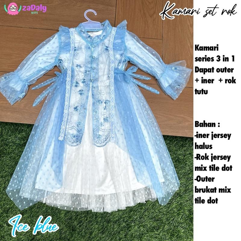 KAMARI set rok anak ice blue,burgundy,set gaun anak,set rok anak lebaran.,kebaya anak,gamis lebaran anak kekinian usia 2-15 tahun Setelan Muslim anak Panjang 1