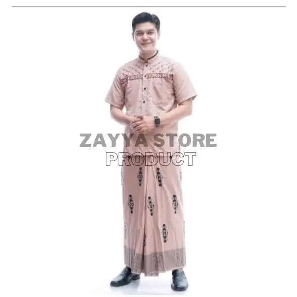 Paket Hemat Set Sarko Sarung Dan Baju Koko Pria Motif Jasuke Sarwon Kombinasi Bordir  Kancing Depan Kain Katun Halus  Nyaman 2