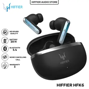 Hiffier HF-K6 TWS Earphone Bluetooth 5.4 Noise Cancellation Super Bass Headset dengan Kualitas Suara HD dan Kontrol Sentuh Intuitif Hitam