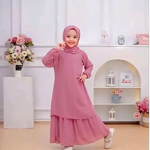 Gamis Malaysia Anak Terbaru 2025|Gamis Anak Elegan Ceruty Babydol Baju Muslim Simple