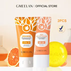 GMEELAN Orange Exfoliating Gel Blackhead Remova Peeling Face Mengangkat Sel Mati Mencerahkan Wajah Eksfoliasi + Gluta Whitening Lazy Cream Day Cream Night Cream Pemutih Wajah Whitening Brightening Dark Spot Pelembab Wajah Facial Moisturizer Skincare Kit