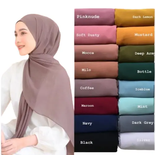 KERUDUNG PASHMINA POLOS CERUTI BABYDOLL PREMIUM BAHAN CERUTI BABYDOLL UKURAN 180X75 CM KERUDUNG WANITA INSTAN