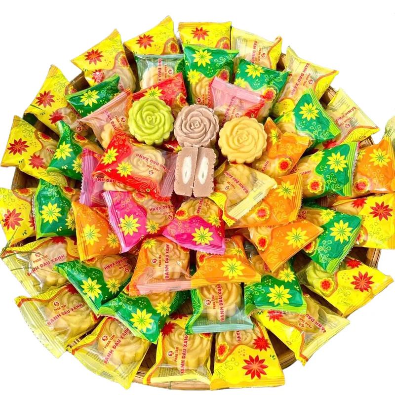 1Kg Bánh Đậu Xanh Nhân MoChi mix 4 vị Ít Ngọt Thơm Ngon