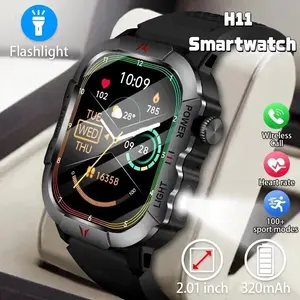 Smartwatch H11 Sports Bluetooth Smart Bracelet 2.19-inch HD Screen Custom Wallpaper Bluetooth Call Hand Movement Full Touch Flashlight Calculator Music Android IOS Watch pedometer jam tangan pintar promo ramadhan Olahraga Monitor