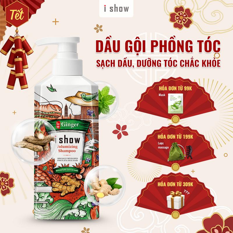  Dầu Gội Gừng I SHOW Volumizing Shampoo Hỗ Trợ Kiềm Dầu Giảm Bết - 48H Bồng Bềnh Suôn Mượt 