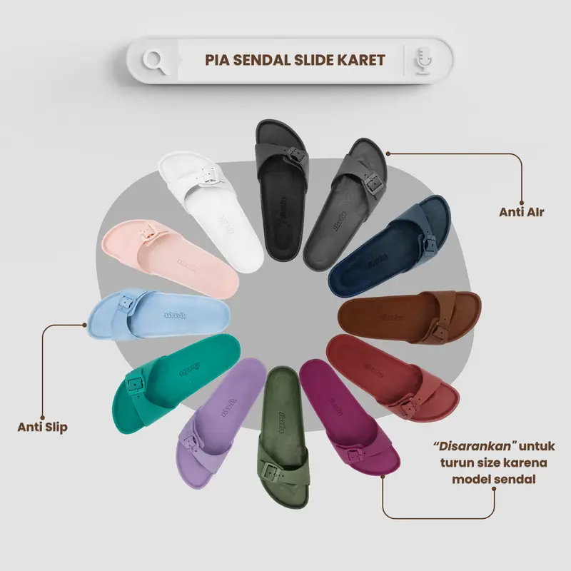BATA - PIA "Rubber" Sendal Slide Karet Wanita - HARUS DOWNSIZE / TURUN UKURAN 0