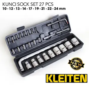 KLEITEN Kunci Sok 27 Pcs - Kunci Sock Set 27pcs - Socket Set 27 - Kunci Ban Mobil - Gagang Sock L Car