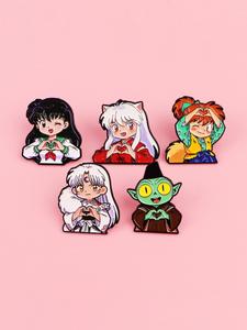 Juego de 5 broches de esmalte con personajes de anime, insignia de aleación de zinc, accesorio de moda unisex, regalo perfecto para amigos y seres queridos, para todas las estaciones