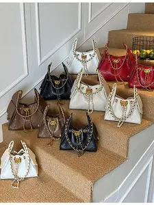 Tas Selempang Rantai Motif Kotak-kotak Kapasitas Besar