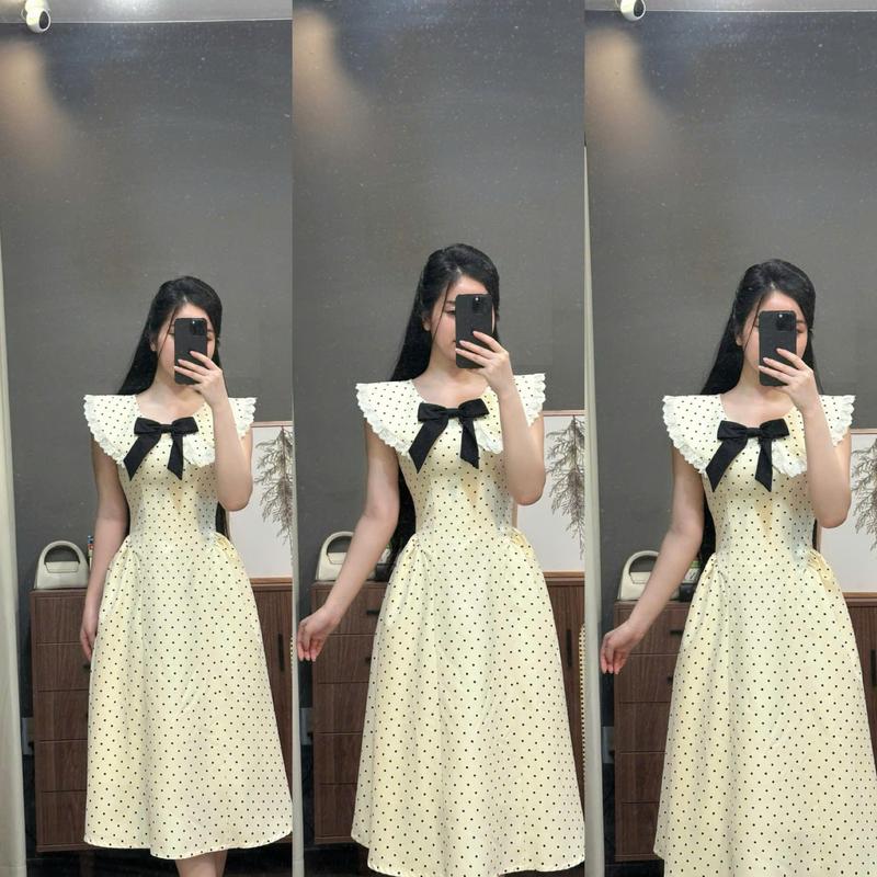   C084  Đầm thiết kế form xoè tơ bi mềm tay cánh tiên phối ren che bắp tay đi làm đi tiệc đều đẹp váy hela by Thương Lê C084 