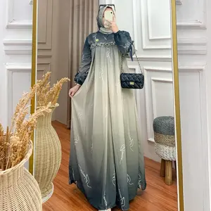 WIDYA Dres Payet Ceruty digital printing Gamis Lebaran Terbaru Simple Elegan 2025 Wanita Muslim