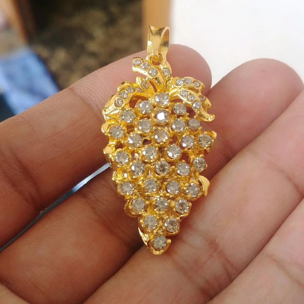 Liontin Anggur Nanas Sedang Lapis Emas Kuning Goldplated Mata Zirkon