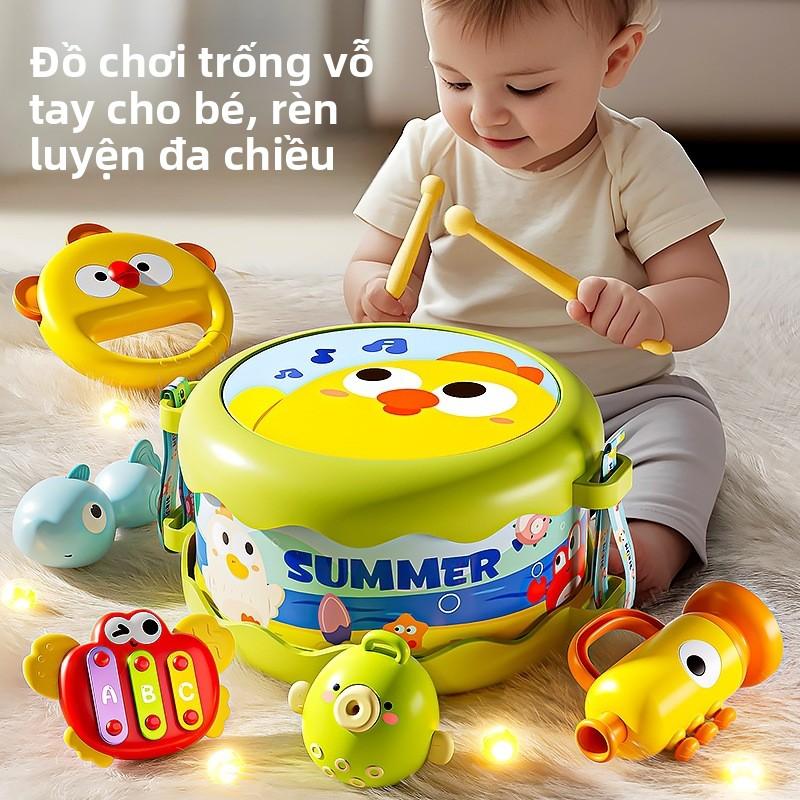 Bộ trống vỗ tay và trống đeo hông giáo dục sớm – Đồ chơi học tập dành cho bé trai, bé gái và trẻ nhỏ (Bao gồm trống lục lạc và trống),vịt,nhại