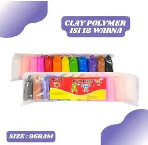 [ GROSIR 5 PACK] POLYMER CLAY  Import 12 WARNA - PLASTISIN LILIN MAINAN EDUKASI ANAK - SLIME Clay Dough Colour Play Permainan
