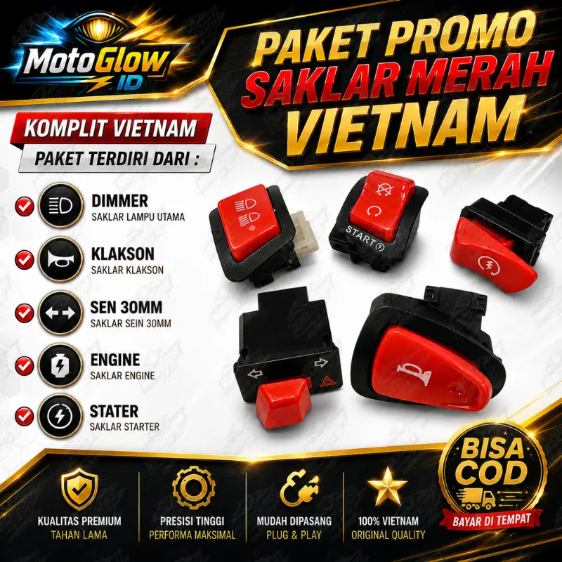 JOSI Paket Saklar Merah Vietnam 5in1 Vario Beat Scoopy Tombol Vietnam Lengkap