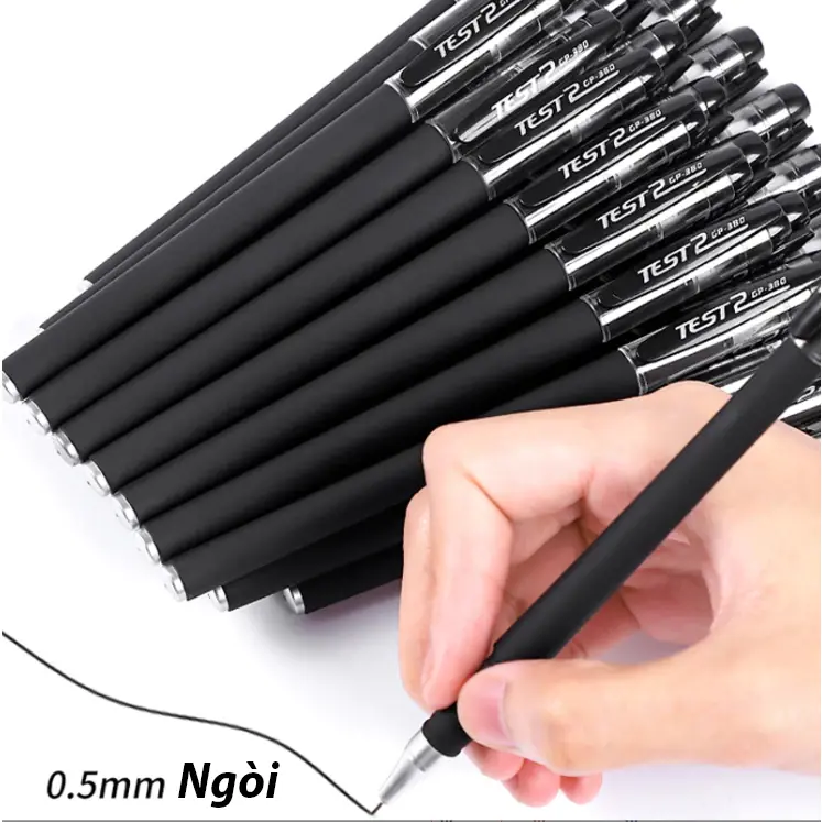 (Hàng new) Bút Bi Nước TEST2 đầu ngòi kim 0.5mm, Mực đen đều, đẹp - Màu Đen